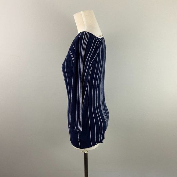 89th & MADISON Blue & White Lines Scoop Neck‎ - Picture 3 of 9